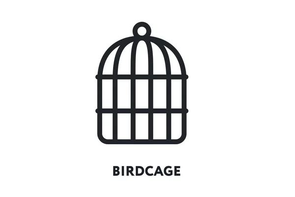 Illustration Icône Ligne Plate Vecteur Cage Oiseau — Image vectorielle