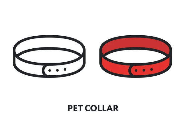 Pet Dog Cat Collar Vector Flat Line Icon Illustration — Stock Vector