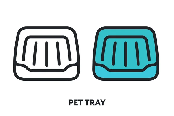 Pet Cat Dog Tray Toilet Sandbox Vector Flat Line Icon — Stock Vector