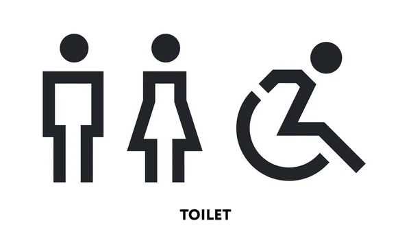 Panneau Toilettes Salle Bain Homme Femme Handicapée Fauteuil Roulant Illustration — Image vectorielle