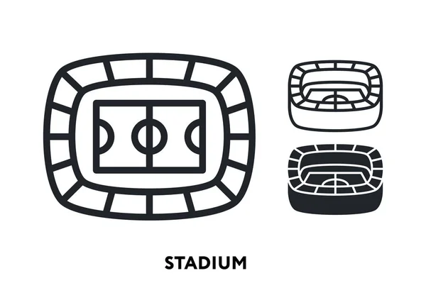 Sport Stadium Arena Building Icono Línea Plana Vectorial Ilustración — Vector de stock