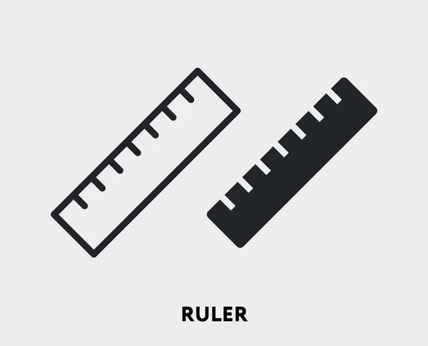 Regla Medición Vector Línea Plana Icono Ilustración — Archivo Imágenes Vectoriales