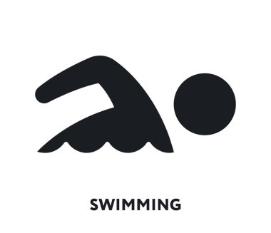 Yüzmeci Spor Su. Vektör Düz Çizgi Simgesi Çizimi.