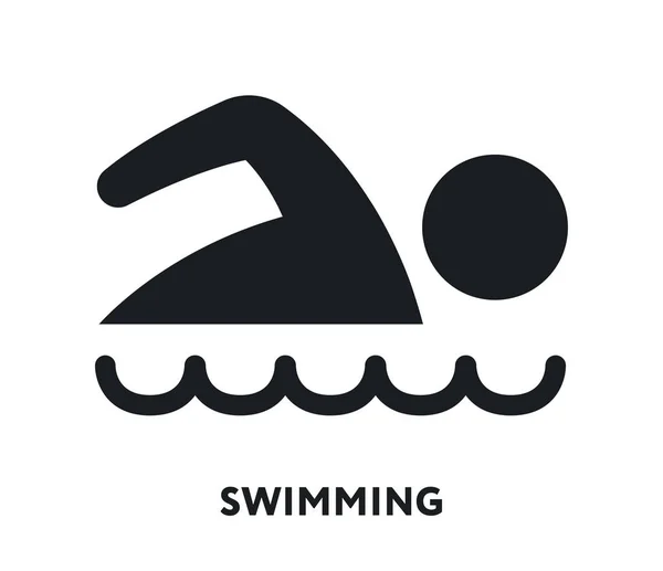 Swimming Man Sports Water. Vector Flat Line Icon Illustration.