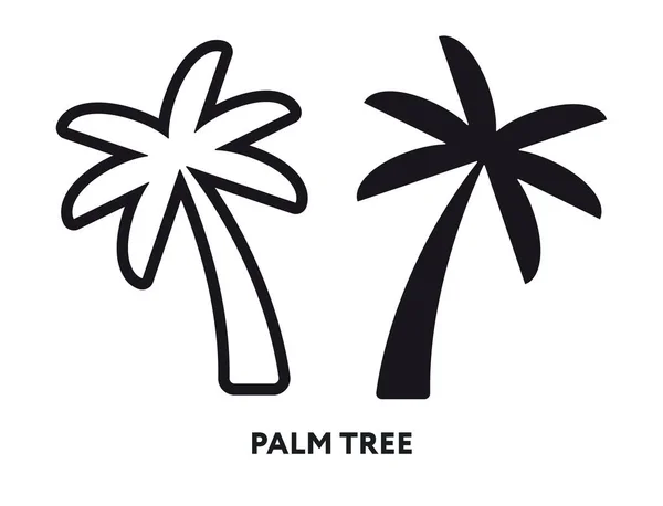 Palm Tree Coconut Leaf Vector Flat Line Icon Illustration — Stock Vector