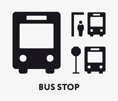 Otobüs Durağı İşareti. Waiting Man. Düz Vektör Simgesi.