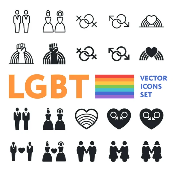 Lgbt Gay Lesbianas Pareja Homosexual Arco Iris Orgullo Amor Conjunto — Vector de stock
