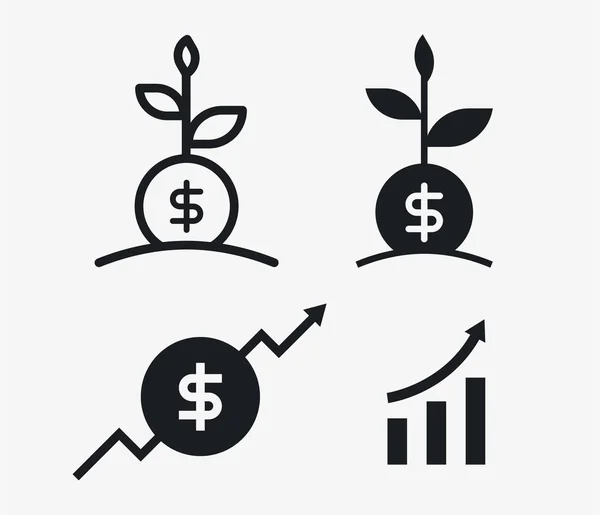 Crescita Delle Imprese Avvio Grafico Degli Investimenti Set Icone Vettoriali — Vettoriale Stock