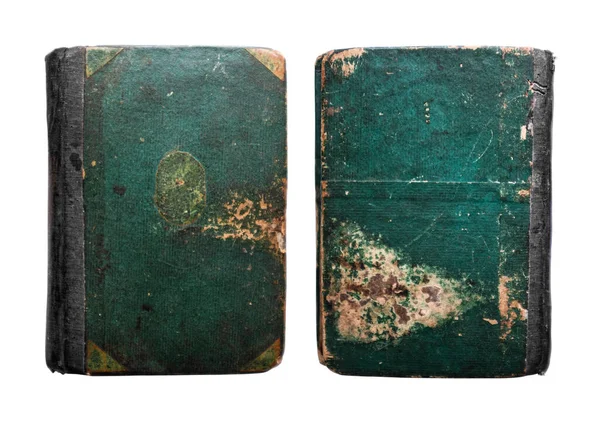 Vieille Vintage Antique Aged Rarity Green Book Cover Isolé Sur — Photo