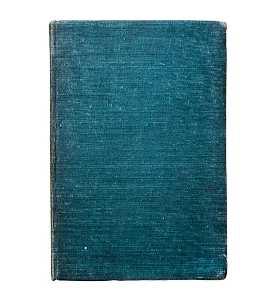 Régi Vintage Antik Öregített Páratlan Kék Könyv Borító Elszigetelt Fehér — Stock Fotó