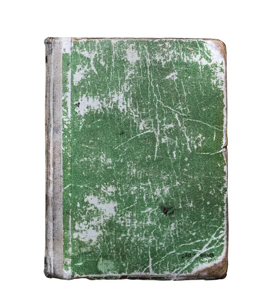 Vieille Vintage Antique Aged Rarity Green Book Cover Isolé Sur — Photo