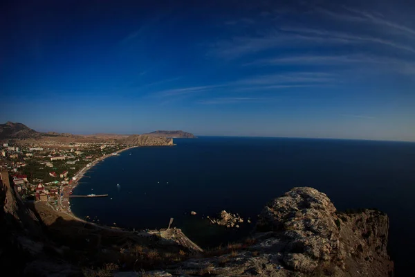 Summer Fisheye View Sudak Bay Cape Meganom — Stock Photo, Image