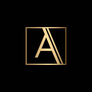 Profesyonel ve Minimalist Harf A Aa Logo Tasarımı, Siyah ve Altın Renkli Vektör Biçiminde Düzenlenebilir
