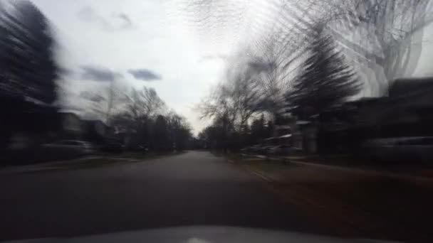 Driving Residential Area Residential Houses Motion Blur Effect Dramatic Beautiful — Stock Video