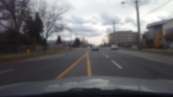 Driving Stopping Busy City Intersection Blur Effect Business District Heavy — Stock Video