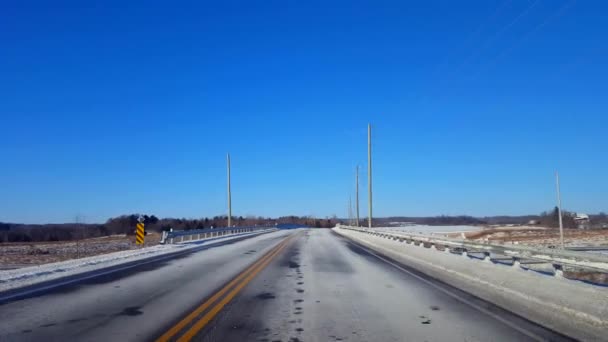 Guidare Winter Rural Road Day Punto Vista Del Conducente Pov — Video Stock