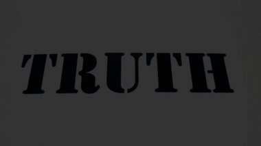 Truth beyaz arkaplan üzerinde yazılmış. Gerçekler soyut kavramı Fade Içinde yavaşça yakınlaştırma ve parlak Başlarken.