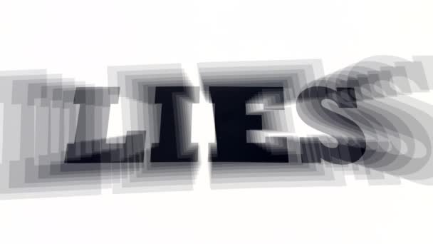 Kłamstwa Napisane Białym Tle Efektem Streszczenie Koncepcji Kłamstwa Lub Kłamstw — Wideo stockowe