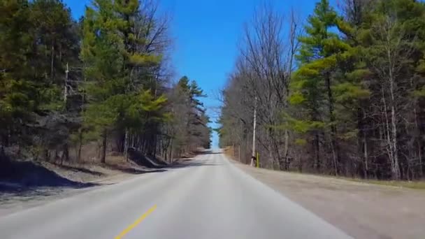 Landschaftspflege Während Des Frühlingstages Aussichtspunkt Des Fahrers Entlang Schöner Sonniger — Stockvideo