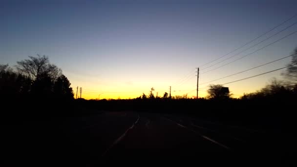 Driving Rural Countryside Road Sunrise Driver Point View Pov While — Stock Video