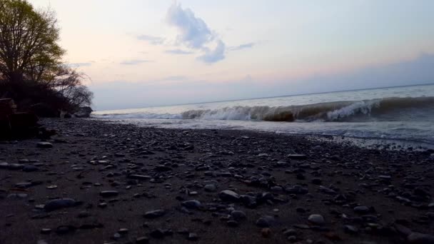 Pequeñas Olas Ruptura Hermosa Playa Shore Mañana Destino Playa Vacaciones — Vídeo de stock