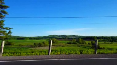 Side View Gündüz Kırsal Alan tarafından Sürüş. Sürücü Bakış Noktası Pov Sürüş Geçmiş Kırsal Manzara Manzara
