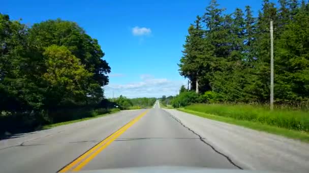 Driving Rural Countryside Bright Summer Day Driver Point View Pov — Stock Video