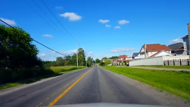 Guidare Residential City Road Con Alberi Lussureggianti Durante Giornata Estiva — Video Stock