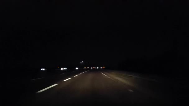 Akşam Saatlerinde Şehir Otoyolu Doğru Sürüş Sürücü Bakış Noktası Pov — Stok video