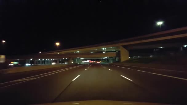 Driving City Highway Evening Driver Point View Pov Urban Interstate — Stock Video