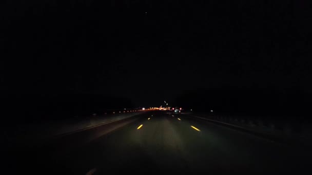 Driving Highway Evening Driver Point View Pov Interstate Drive Night — Stock Video