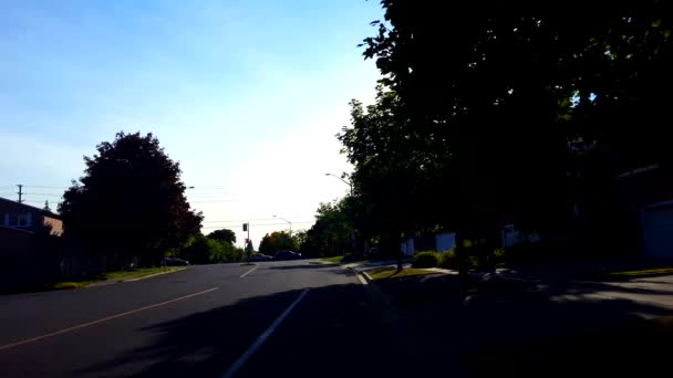 夏の都市郊外交差点交通 日中の道路交差点を走行する車の車との都市景観 — ストック動画