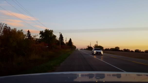 Rear View Back Car Stranded Side Road Rural Countryside Day — Stock Video