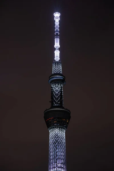 Tokyo Skytree Πύργος Φωτισμός Νύχτα — Φωτογραφία Αρχείου