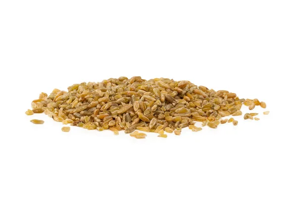 Verem Nyers Freekeh Szemek Fehér Háttér — Stock Fotó