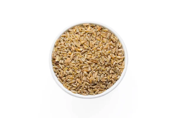 Stack Isolated Uncooked Freekeh Grains Cup White Background — Stock Photo, Image