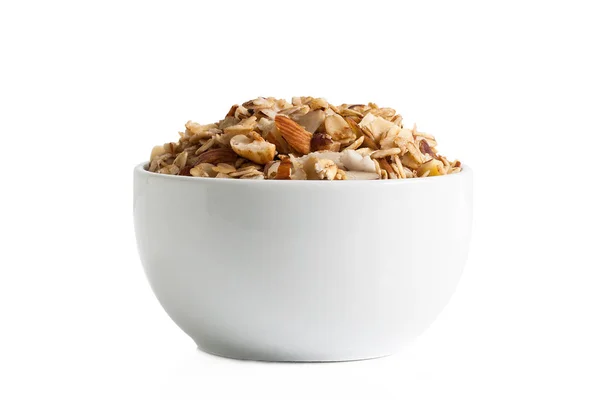 Granola Sans Gluten Dans Une Tasse Isolée Sur Fond Blanc — Photo