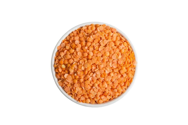 Cup Red Lentils Isolated White Background — Stock Photo, Image
