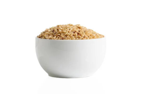 Izolace Hnědé Rýže Quinoa Šálku Bílém Pozadí — Stock fotografie