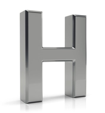 3D gümüş harf beyaz arka plan üzerinde izole H