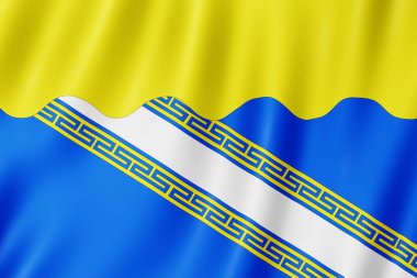 Aube, Fransa bayrağı. Aube bayrak sallayarak 3d çizim.