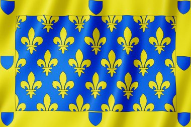 Ardèche bayrağı; Fransa. Ardèche bayrak sallayarak 3d çizim.