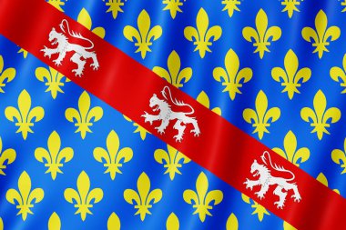 Creuse, Fransa bayrağı. Creuse bayrak sallayarak 3d çizim.