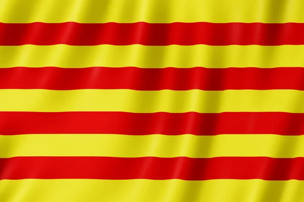 Bandeira Pyrenees Orientales França Ilustração Bandeira Dos Pirinéus Orientales Acenando — Fotografia de Stock