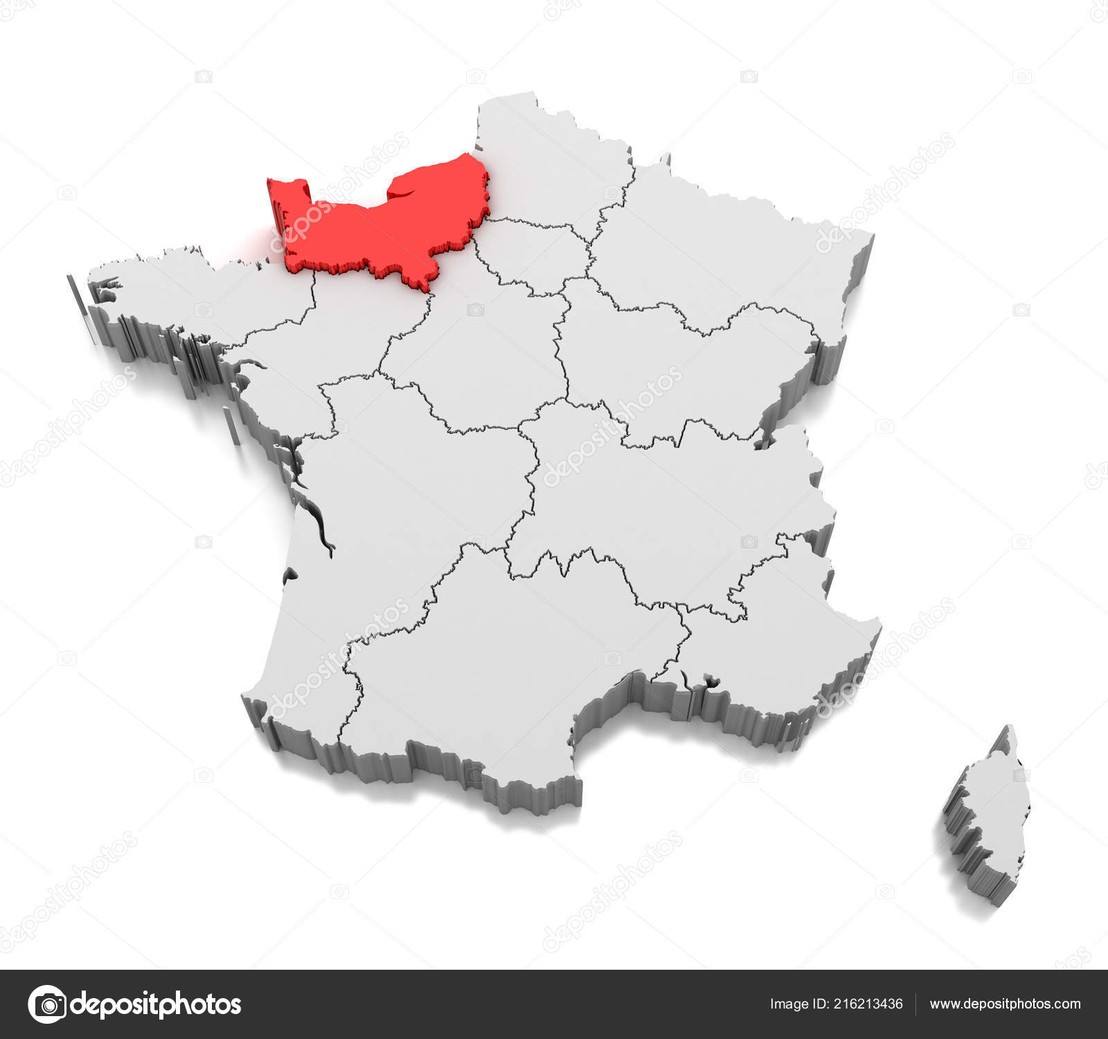 Map Normandy Region France Stock Photo C Md3d 216213436