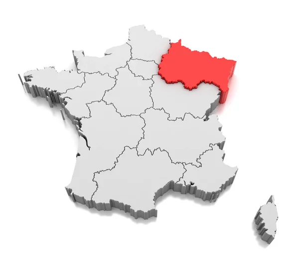 Grand Est Bölge Fransa Haritası — Stok fotoğraf