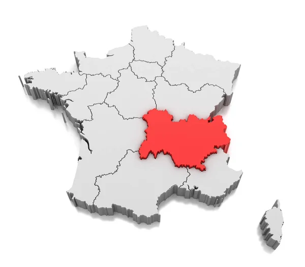 Térkép Auvergne Rhone Alpes Régió Franciaország — Stock Fotó