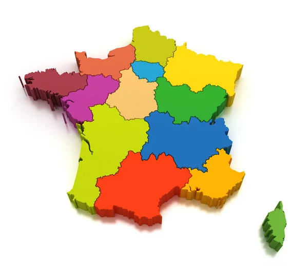 Fransa Nın Bölgeleri Haritası — Stok fotoğraf