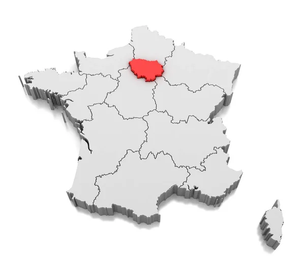 Mapa Region Ile France Francie — Stock fotografie