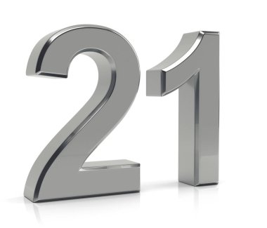 Beyaz arka plan üzerinde izole sayı 21